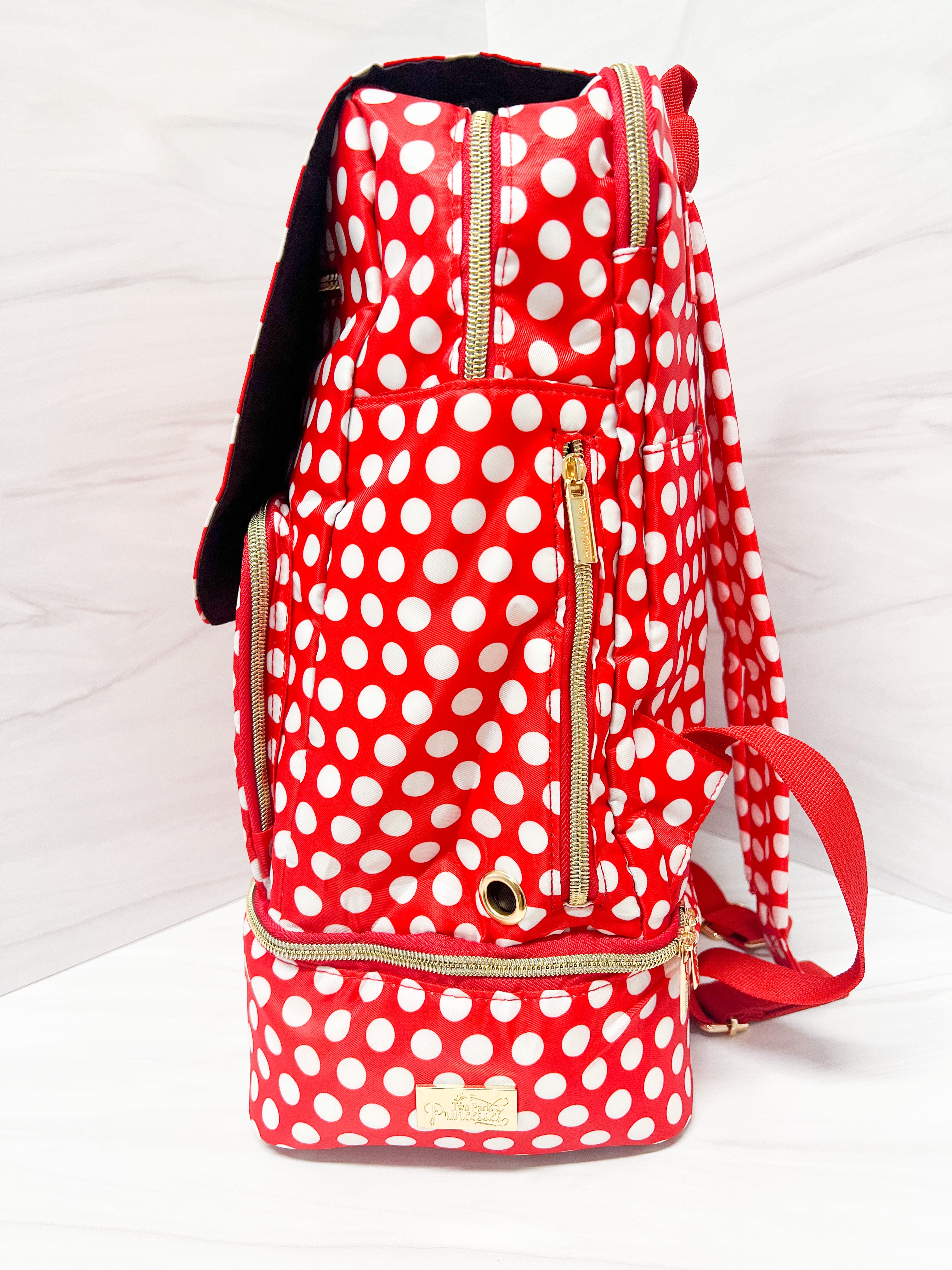 SCORE! Natalie Michelle Large Polka Dot Designer Backpack- Red, White and  Gold